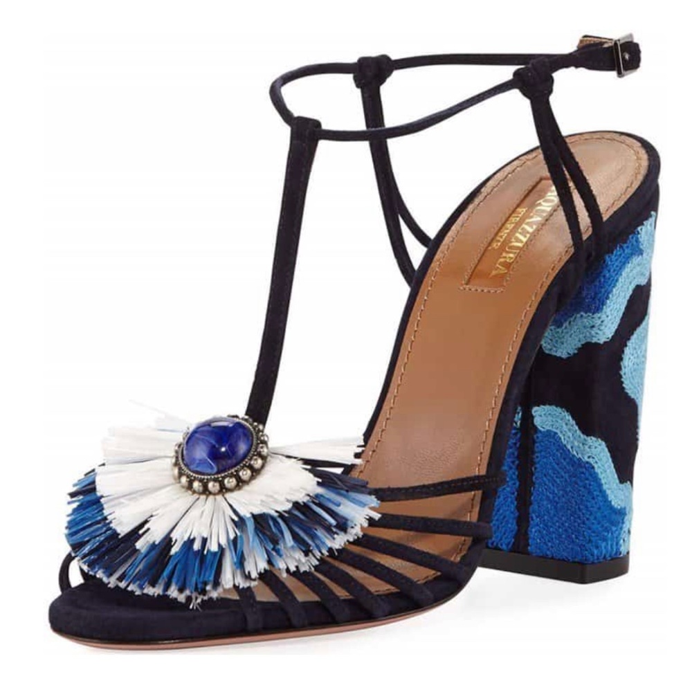 Aquazzura ‘Samba’ Raffia T-Strap 105mm Sandals